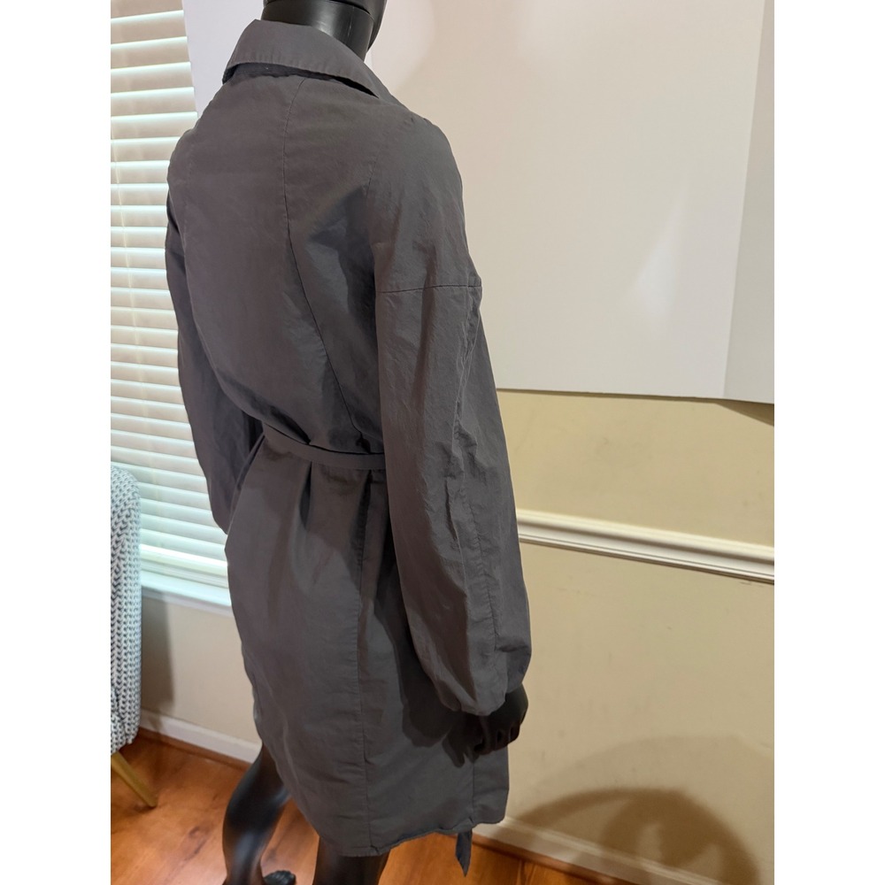 COS Grey Cotton Belted Shirt Dress Long Puff Sleeve Minimalist EU 34 US 4 - Picture 8 of 16